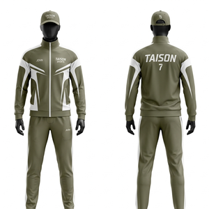 Survêtement de sport en polyester et élasthanne 280 GSM de qualité supérieure, vert citron et bleu, avec panneaux, sublimation, broderie et logo personnalisé - Product Image 2