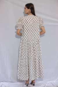 Indien main bloc imprimé coton Boho robe demi manches doux confortable tenue décontractée pour les mariages fêtes Floral saint valentin cadeau vente - Product Image 3