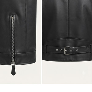 Black Color Leather <b>Jacket</b> For <b>Men's</b> Suitable For <b>Bike</b> Riding Quick Dry <b>Jacket</b> Wholesale Cheap Price Premium Quality Fabric - Product Image 5