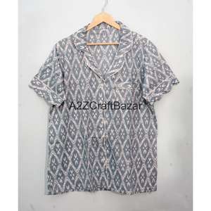 Conjunto de Pijama de Algodón 100% Hecho a Mano, Diseño Floral con Estampado de Bloques, Largo, para Verano y Otoño, Suave, Transpirable y de Secado Rápido - Product Image 5