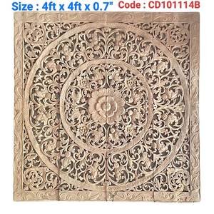 Panneaux muraux carrés en teck gravé et sculpté de 1,20 m, 100 % faits à la main, haute résistance, écologiques, décoration classique pour la maison TH - Product Image 5