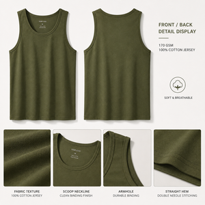 Ribbed Polyester Fabric Casual Quick Dry Raw Edge Hem Stringer Tank Top Blank Plain <b>No</b> <b>Logo</b> Custom Factory Direct Gym - Product Image 2
