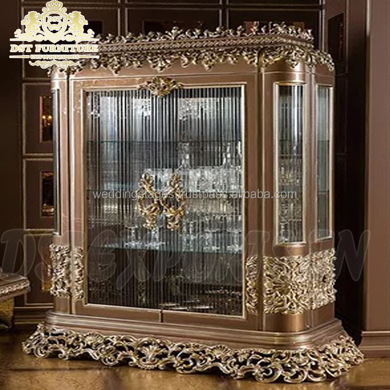 Vitrine Baroque Palazzo INT Bois Et Verre Crème - Style Rococo Avec Portes