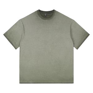 Hip Hop Style <b>Men's</b> Puff Printing Casual Short Sleeve Oversized 100% Cotton Vintage Acid Washed T-<b>Shirts</b> for Unisex - Product Image 1