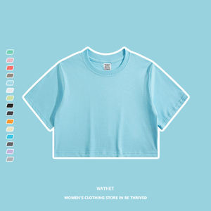 Camisetas cortas para mujer, tela de algodón suave, corte elegante para uso casual y moda de verano diaria. - Product Image 3