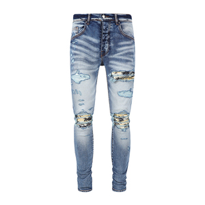 Jeans Rotos Desgastados Unisex, Corte Ajustado, Recto, Holgado, Estilo Urbano, Pantalones de Mezclilla Apilados, Lavado Vintage, Estilo Y2K, 100% Algodón - Product Image 1