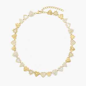 Diamond Heart <b>Statement</b> <b>Necklace</b> 14K 18K Solid Gold Pave Round Baguette Cut Lab Grown Diamond Luxury Bridal Wedding Fine Jewelry - Product Image 1