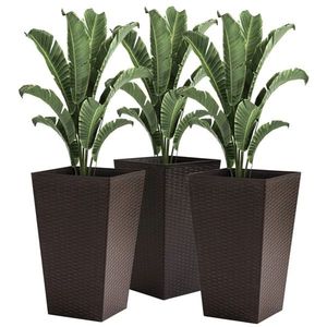 Set di 3 Vasi Marroni per Interni ed Esterni con Foro di Drenaggio, Fioriere in PP per Balcone e Orto, Facili da Innaffiare - Product Image 1