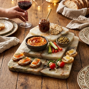 Natural Onyx Marble Serving Board Set of 3 Handmade Nesting Cheese Tray Wholesale impex Pakistan manufacturer top product 2026 - Product Image 6