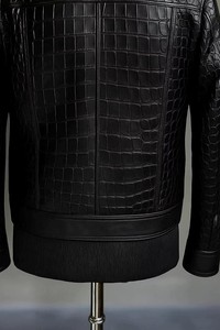Custom Python Grain <b>Leather</b> <b>Jacket</b> Men Luxury Genuine <b>Leather</b> OEM ODM Factory Sample Service Available Worldwide - Product Image 2