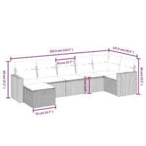 Ensemble de canapés de patio en polyrotin gris 7 pièces avec coussins, ensembles de jardin - Product Image 4