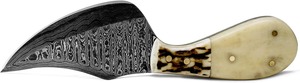 Cuchillo de Camping de Hoja Fija para Desollar, Hecho a Mano, de Acero Damasco de Grado Industrial, Personalizado |   Funda de Cuero con Mango de Cuerno de Acero al Carbono 1095 - Product Image 4