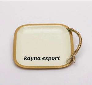 Tazón para servir de hoja de metal chapado en oro decorativo elegante con esmalte brillante acabado artesanía tazón para servir de metal diseño de hoja de oro - Product Image 2