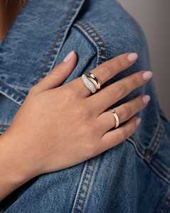 Sparkling Lab Grown Diamond Cloud <b>Dome</b> Statement <b>Rings</b> 925 Silver 10k 14k 18k Solid Gold Pave Set Bridal Cocktail Curved Bands - Product Image 6
