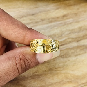 Bague large en laiton plaqué or 18 carats pour femme, motif champignon céleste, style bohème, vente en gros - Product Image 6