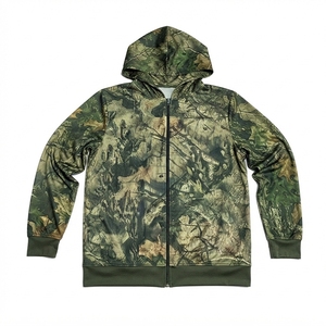 Sudadera con Capucha de Camuflaje para Hombre, con Cierre de Cremallera, Logotipo Bordado Personalizado, 100% Poliéster, Secado Rápido, Transpirable, Corte Holgado, para Invierno - Product Image 1