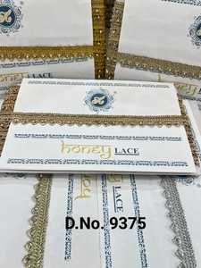 Belle bordure en dentelle brodée de perles florales écologiques faites à la main, avec des paillettes et des strass, pour sari indien et lehenga - Product Image 4