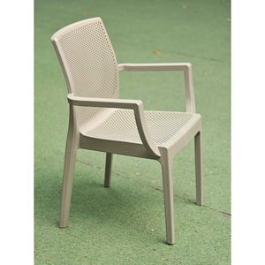 Sillón de Oficina Perforado Color Gris Ceniza |   Silla Giratoria Apilable de Polipropileno para Todo Clima con Diseño Moderno - Product Image 1