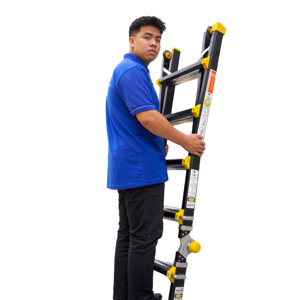 NIKAWA Multi-Purpose <b>Folding</b> Aluminum <b>Ladder</b> 12ft 12 <b>Steps</b> Manual Lock 300kg Load Capacity Home Use - Product Image 5