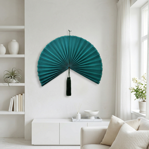 Decoración de pared bohemia para colgar sobre la cama, abanico de bambú grande, arte de pared para dormitorio, abanicos grandes para colocar sobre la cama, abanico plegable de bambú de Vietnam - Product Image 1