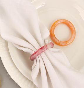 Anneau de serviette en résine époxy au design unique, couleur rose et orange, cercle, hôtel, mariage, restaurant, anneau de serviette en résine écologique - Product Image 1