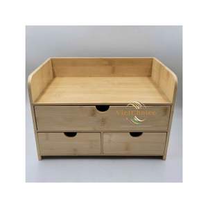 Eco-Friendly Bamboo Desktop Organizer with Drawers Multi-Function <b>Storage</b> <b>Box</b> for Office & Home Vietchoice - Product Image 1
