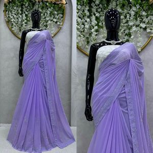 Women Saree Elegant Ethnic Fashion Wear Traditional Indian Draped Outfit Floor-Length Soft Polyester <b>Fabric</b> Quick Dry Beautiful - Product Image 3
