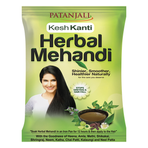 Poudre de henné naturelle Patanjali Kesh Kanti Herbal Mehandi pour la coloration des cheveux et les soins capillaires - Product Image 1
