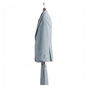Costume d'affaires bleu clair pour homme, style britannique, 100 % polyester, infroissable, antistatique, simple boutonnage, col en V, coupe classique, boutonné - Product Image 4