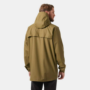 <b>Men's</b> Hooded Waterproof PU Rain <b>Jacket</b> <b>Long</b> Sleeve Casual Solid Color Polyester Coat with Pockets Autumn Wear Breathable - Product Image 3