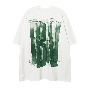 Summer New Short Sleeve Pure Cotton <b>T</b>-<b>Shirt</b> for Men Women Unisex Trendy Loose Fit American Street Style Large Letter Solid - Product Image 2