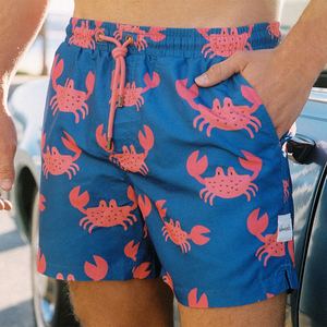 Short de bain imprimé pour hommes avec taille élastique et cordon de serrage, short de plage à séchage rapide pour l'été - Product Image 5