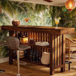 Tavolo da Bar Moderno Minimalista in Stile Vintage per Casa, Hotel, Caffè, Uso Esterno e Banchetti, Realizzato in Legno e Acciaio - Product Image 5