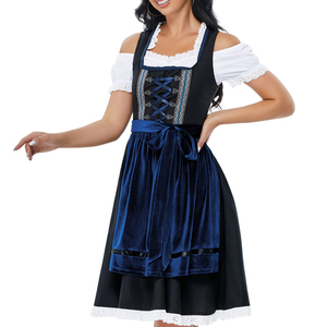 ชุดเดรส Dirndl แบบดั้งเดิมของเยอรมันสำหรับผู้หญิง ขายดีอันดับต้นๆ พร้อมผ้ากันเปื้อนปักลายและเชือกผูก ชุดพื้นเมืองบาวาเรียสำหรับสุภาพสตรี - Product Image 2
