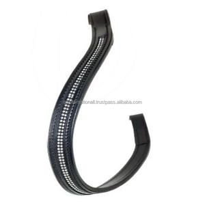 Banda para cejas de caballo de cuero ecuestre bellamente moldeada decorada con cristales brillantes de 2 filas, diamantes de imitación, banda para cejas ostentosa - Product Image 6