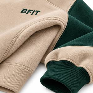 Sweat à capuche oversize en polaire vert forêt pour homme avec logo brodé, panneaux de manches incurvés, poche kangourou, service OEM, hiver - Product Image 6