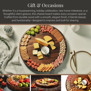 Wood Double Tier <b>Rotating</b> Tray Smooth-Spin Lazy Susan for Tabletop Spice Serving - Product Image 5