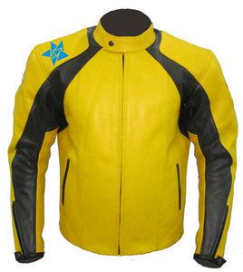 Blouson de moto en cuir véritable coupe ajustée, coupe-vent et imperméable, à manches longues, avec logo personnalisé sur le devant et panneaux perforés – Vente en gros - Product Image 1