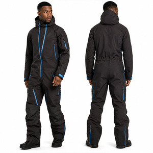 Traje de Esquí Unisex de una Pieza, Estilo Retro de los 80, con Capucha, Negro, Impermeable 10,000mm, Poliéster, para Moto de Nieve, Invierno - Product Image 3