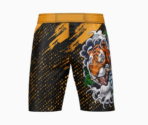 Shorts de sport pour homme, noir et bleu, motif géométrique, impression par sublimation, séchage rapide, taille mi-haute élastique - Product Image 5