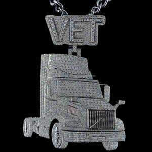 Colgante personalizado de Plata de Ley 925 con diseño de camión, edición limitada, Diamante de moissanita helado, chapado en oro, fiesta de rapero de Hip Hop, Unisex - Product Image 1