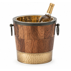 Cubo de Hielo de Madera Aislado con Logotipo Personalizado, Enfriador de Vino Vintage de Doble Pared de Acero Inoxidable para Bar, Fiesta, Hotel - Product Image 6