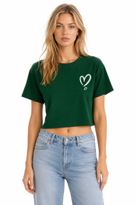 Camiseta Corta Verde Oscuro en Oferta, Camiseta de Algodón con Estampado de Corazón para Mujer, Blusa Informal de Manga Corta Personalizada - Product Image 5