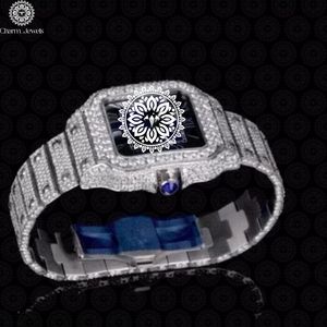 Charm Jewells Montre carrée de luxe en acier inoxydable pour femme, mouvement à quartz analogique, cristal saphir, fermoir papillon, 30 mm - Product Image 3