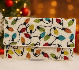Pochette à perles sur le thème de Noël, sac de soirée chic et tendance pour femme, fait main, de qualité supérieure, idéal pour mariage et fêtes - Product Image 1