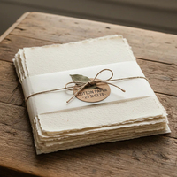 Papel de Algodón Blanco Natural Hecho a Mano ALBORZ, Hojas en Blanco de 150 GSM con Borde Roto, Libre de Ácido, para Dibujo, Pintura, Acuarela y Caligrafía