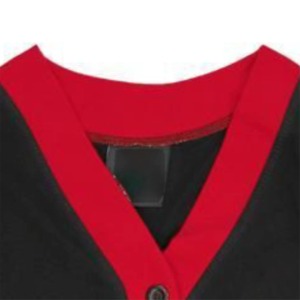 เสื้อคาร์ดิแกนผู้หญิง รุ่น 1913 DST สีดำ สไตล์ลำลองสำหรับฤดูหนาว คอวี แต่งขอบสีแดงขาว ด้านหน้าถักลาย โพลีเอสเตอร์/คอตตอน พิมพ์ลาย ระบายอากาศได้ดี ติดกระดุมแบบปกปิด - Product Image 2
