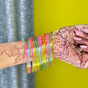 Multicolor Gold Plated Jelly <b>Bangles</b> Set Lightweight Plain Stackable Chudi Women Traditional Ethnic Wedding Jewelry - Product Image 1