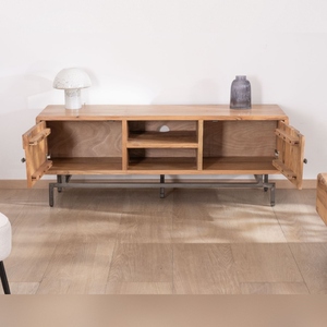 Vandana Silver Core <b>design</b> <b>TV</b> <b>unit</b> in acacia and metal Puzzle 150 cm - Product Image 2