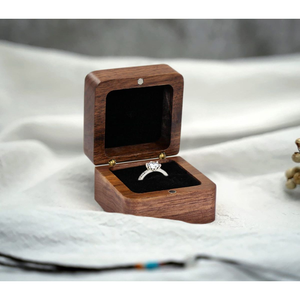 Anniversary Gift Engagement Wedding Ceremony Eco-Friendly Polished Double Square Wooden <b>Ring</b> <b>Box</b> - Product Image 4